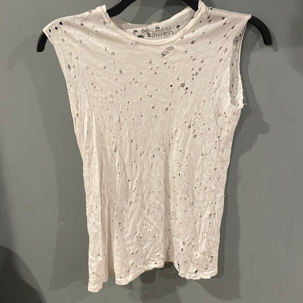 Michael Lauren Women white Sleeveless T-Shirt size 12